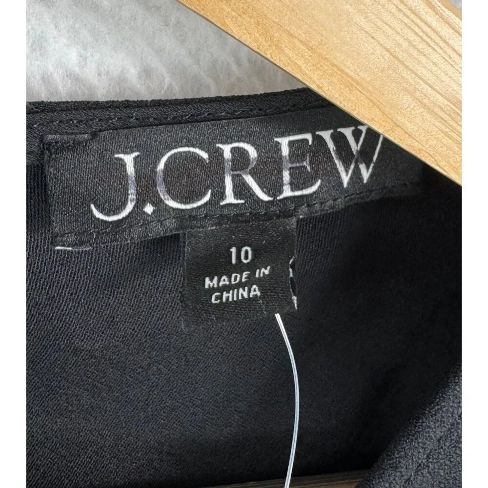 J.Crew Shirred-waist top in‎ viscose crepe black sz 10 preppy